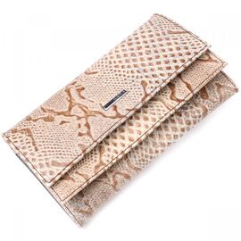 Придбати Дуже ніжний жіночий гаманець із натуральної фактурної шкіри під змію KARYA 21014 Бежевий, image , характеристики, відгуки