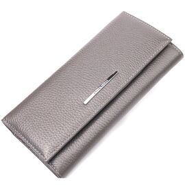 Купить - Вместительный женский кошелек из натуральной кожи KARYA 21020 Серый, фото , характеристики, отзывы