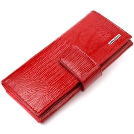 Придбати Жіночий гаманець з натуральної лакованої фактурної шкіри KARYA 21032 Червоний, image , характеристики, відгуки