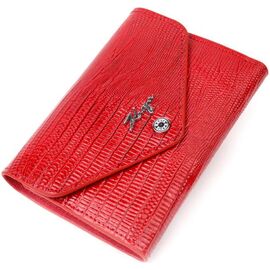Купить Горизонтальный женский кошелек с монетницей из натуральной фактурной кожи KARYA 21074 Красный, фото , характеристики, отзывы