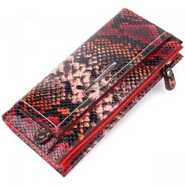 Придбати Яскравий жіночий горизонтальний гаманець із натуральної шкіри під рептилію KARYA 21092 Червоний, image , характеристики, відгуки