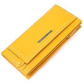 Придбати Жіночий горизонтальний гаманець із натуральної шкіри KARYA 21097 Жовтий, image , характеристики, відгуки