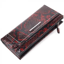 Придбати Лакований жіночий горизонтальний гаманець з натуральної шкіри під рептилію KARYA 21099, image , характеристики, відгуки
