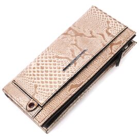 Купить - Стильный женский горизонтальный кошелек из натуральной фактурной кожи KARYA 21101 Бежевый, фото , характеристики, отзывы