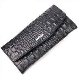 Придбати Жіночий гаманець з клапаном із фактурної шкіри під крокодила KARYA 21107 Чорний, image , характеристики, відгуки