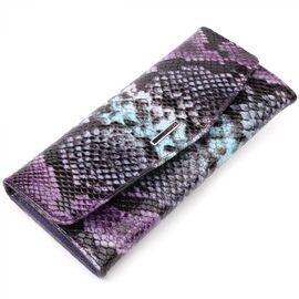 Придбати Яскравий жіночий гаманець з клапаном із фактурної шкіри під рептилію KARYA 21109 Фіолетовий, image , характеристики, відгуки