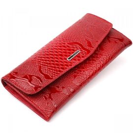 Придбати Красивий жіночий гаманець з клапаном із фактурної шкіри KARYA 21112 Червоний, image , характеристики, відгуки