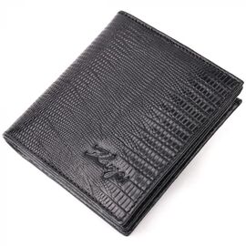 Придбати Компактний лакований жіночий гаманець із фактурної шкіри під рептилію KARYA 21118 Чорний, image , характеристики, відгуки