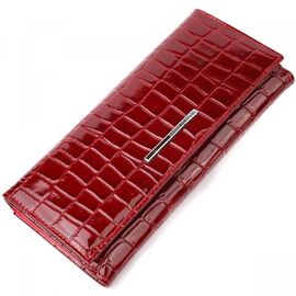 Придбати Чудовий жіночий гаманець з натуральної лакованої шкіри з тисненням під крокодила KARYA 21127 Червоний, image , характеристики, відгуки