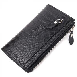 Придбати Оригінальний складний гаманець з натуральної шкіри з тисненням під крокодила KARYA 21128 Чорний, image , характеристики, відгуки