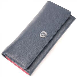 Придбати Красивий жіночий гаманець з клапаном із натуральної KARYA 21144 Синій, image , характеристики, відгуки