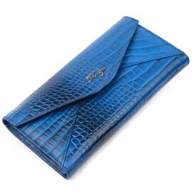 Придбати Жіночий гаманець із клапаном із натуральної фактурної шкіри KARYA 21147 Синій, image , характеристики, відгуки