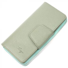 Придбати Незвичайний вертикальний жіночий гаманець із натуральної шкіри KARYA 21156 Сіро-блакитний, image , характеристики, відгуки