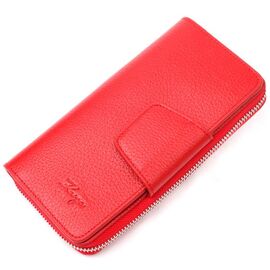 Придбати Яскравий вертикальний жіночий гаманець з натуральної шкіри KARYA 21161 Червоний, image , характеристики, відгуки