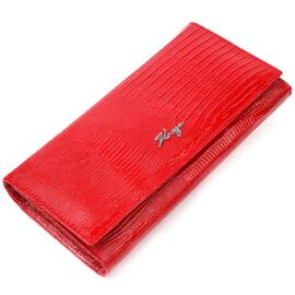 Купить Лакированный горизонтальный кошелек из фактурной натуральной кожи KARYA 21171 Красный, фото , характеристики, отзывы