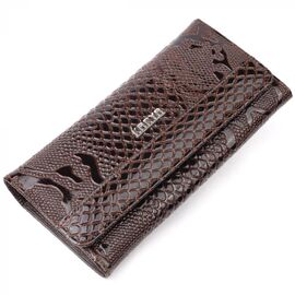 Придбати Горизонтальний лакований гаманець із фактурної натуральної шкіри KARYA 21176 Коричневий, image , характеристики, відгуки