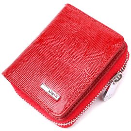 Купить Лакированный женский кошелек с монетницей на молнии из натуральной фактурной кожи KARYA 21410 Красный, фото , характеристики, отзывы