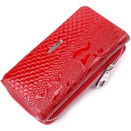 Купить Яркое женское портмоне из лакированной фактурной кожи KARYA 21428 Красный, фото , характеристики, отзывы
