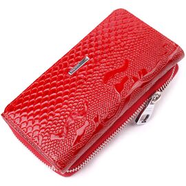 Купить - Яркое женское портмоне из лакированной фактурной кожи KARYA 21428 Красный, фото , характеристики, отзывы