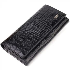 Придбати Жіночий гаманець із монетницею з натуральної фактурної шкіри CANPELLINI 21525 Чорний, image , характеристики, відгуки