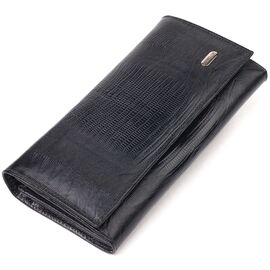 Купить - Привлекательный женский кошелек с монетницей из натуральной фактурной кожи CANPELLINI 21527 Черный, фото , характеристики, отзывы