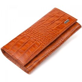 Придбати Якісний жіночий гаманець із монетницею з натуральної фактурної шкіри CANPELLINI 21528 Рудий, image , характеристики, відгуки