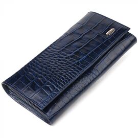 Придбати Надійний жіночий гаманець із монетницею із натуральної фактурної шкіри CANPELLINI 21531 Синій, image , характеристики, відгуки