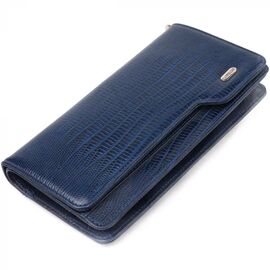 Придбати Добротне портмоне клатч із натуральної фактурної шкіри CANPELLINI 21542 Синє, image , характеристики, відгуки