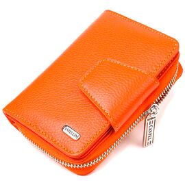 Купить - Яркое вертикальное портмоне для женщин с монетницей на молнии из натуральной кожи флотар CANPELLINI 21602 Оранжевое, фото , характеристики, отзывы