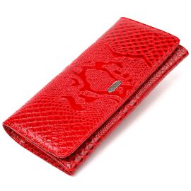 Купить - Яркий лакированный кошелек для женщин из натуральной фактурной кожи CANPELLINI 21610 Красный, фото , характеристики, отзывы