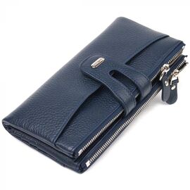 Придбати Зручний гаманець із натуральної зернистої шкіри CANPELLINI 21635 Синій, image , характеристики, відгуки