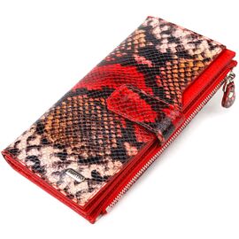 Купить - Функциональный женский кошелек из натуральной кожи с тиснением под змею CANPELLINI 21638 Разноцветный, фото , характеристики, отзывы