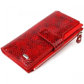 Придбати Лакований жіночий гаманець із натуральної шкіри з тисненням під змію CANPELLINI 21639 Червоний, image , характеристики, відгуки