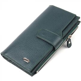 Придбати Жіночий великий вертикальний гаманець з натуральної шкіри CANPELLINI 21643 Зелений, image , характеристики, відгуки
