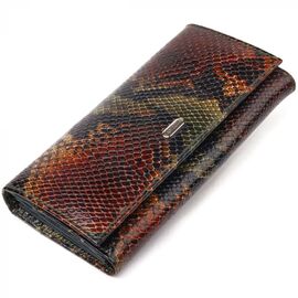Купить Горизонтальный женский кошелек из натуральной кожи с тиснением под змею CANPELLINI 21648 Разноцветный, фото , характеристики, отзывы