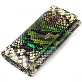 Придбати Гарний горизонтальний жіночий гаманець з натуральної шкіри з тисненням під змію CANPELLINI 21650 Різнокольоровий, image , характеристики, відгуки