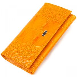 Придбати Яскравий жіночий гаманець із натуральної фактурної шкіри CANPELLINI 21651 Жовтий, image , характеристики, відгуки