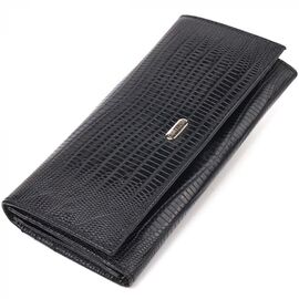 Придбати Відмінний фактурний горизонтальний жіночий гаманець з натуральної шкіри CANPELLINI 21653 Чорний, image , характеристики, відгуки