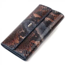 Придбати Красивий місткий гаманець жіночий з натуральної шкіри з тисненням під змію CANPELLINI 21663 Різнокольоровий, image , характеристики, відгуки