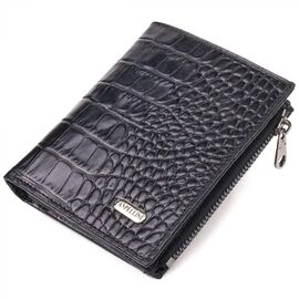 Придбати Вертикальний гаманець з натуральної шкіри з тисненням під крокодила CANPELLINI 21673 Чорний, image , характеристики, відгуки