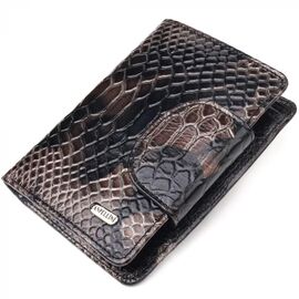 Придбати Місткий вертикальний жіночий гаманець з натуральної шкіри з тисненням під змію CANPELLINI 21676 Різнокольоровий, image , характеристики, відгуки