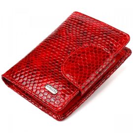 Купить Лакированный женский кошелек из натуральной кожи с тиснением под змею CANPELLINI 21682 Красный, фото , характеристики, отзывы