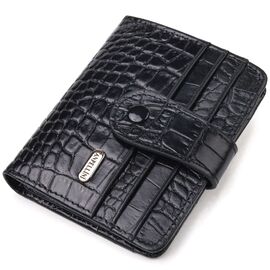 Купить - Компактный кошелек из натуральной кожи с тиснением под крокодила CANPELLINI 21684 Черный, фото , характеристики, отзывы