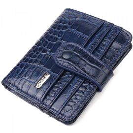 Придбати Цікавий гаманець із натуральної шкіри з тисненням під крокодила CANPELLINI 21687 Синій, image , характеристики, відгуки