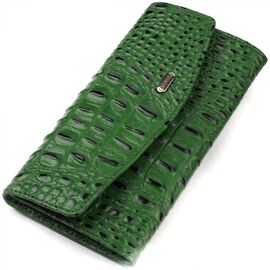 Купить Портмоне для женщин из натуральной кожи с тиснением под крокодила CANPELLINI 21701 Зеленое, фото , характеристики, отзывы