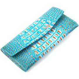 Купить - Превосходное портмоне для женщин из натуральной кожи с тиснением под крокодила CANPELLINI 21703 Голубое, фото , характеристики, отзывы