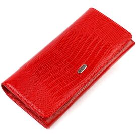 Купить Вместительный женский кошелек из фактурной натуральной кожи с тиснением CANPELLINI 21709 Красный, фото , характеристики, отзывы