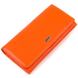 Купить - Большой женский кошелек из натуральной зернистой кожи CANPELLINI 21710 Оранжевый, фото , характеристики, отзывы