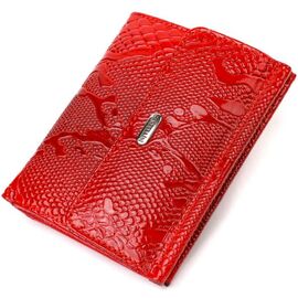 Придбати Лакований гаманець для жінок середнього розміру з натуральної шкіри з тисненням під рептилію CANPELLINI 21816 Червоний, image , характеристики, відгуки