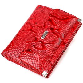 Купить Превосходный кошелек для женщин среднего размера из натуральной кожи с тиснением под рептилию CANPELLINI 21818 Красный, фото , характеристики, отзывы
